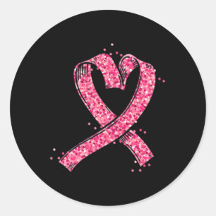 Heart Pink Ribbon Breast Cancer Awareness Fighter  Classic Round Sticker