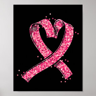 Heart Pink Ribbon Breast Cancer Awareness Fighter Poster