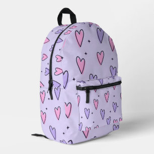 Heart pink violet Print Cut Sew Backpack