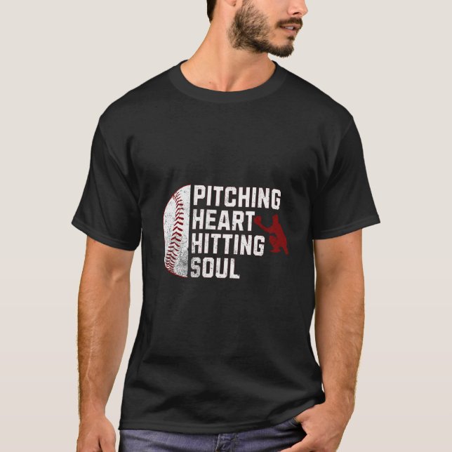 Heart Pitch Soul Hit - Love Baseball Art T-Shirt (Front)