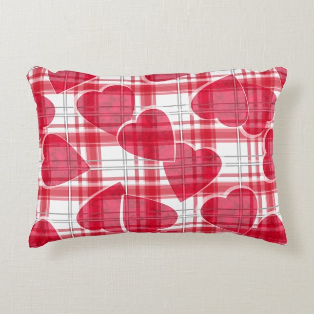 Heart plaid decorative cushion (Front)