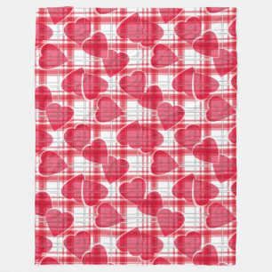 Heart plaid fleece blanket