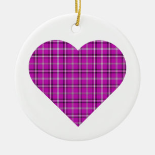Heart Plaid Pink Purple Black Ceramic Tree Decoration