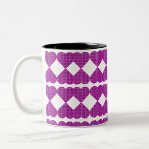 Heart Plaid Purple Black Pink Two-Tone Coffee Mug