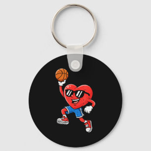 Heart Play Basketball Valentines Day For Teen Boys Key Ring