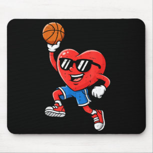 Heart Play Basketball Valentines Day For Teen Boys Mouse Mat