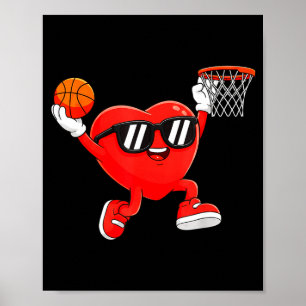 Heart Play Basketball Valentines Day For Teen Boys Poster