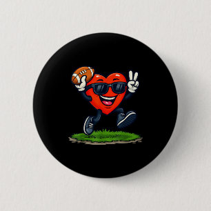 Heart Playing American Football Rugby Valentine Me 6 Cm Round Badge