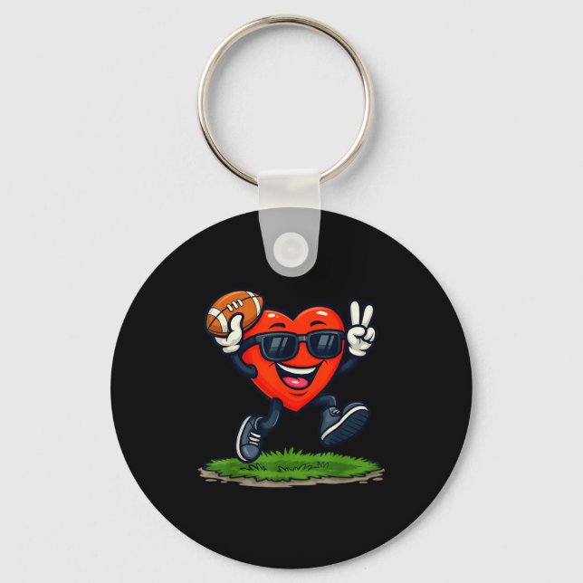 Heart Playing American Football Rugby Valentine Me Key Ring (Front)