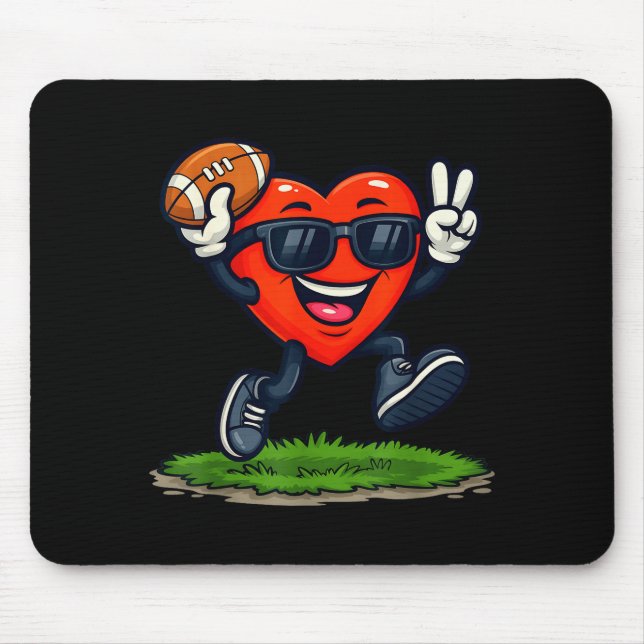 Heart Playing American Football Rugby Valentine Me Mouse Mat (Front)