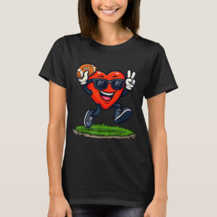 Heart Playing American Football Rugby Valentine Me T-Shirt