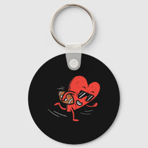 Heart Playing American Football Valentines Day Spo Key Ring