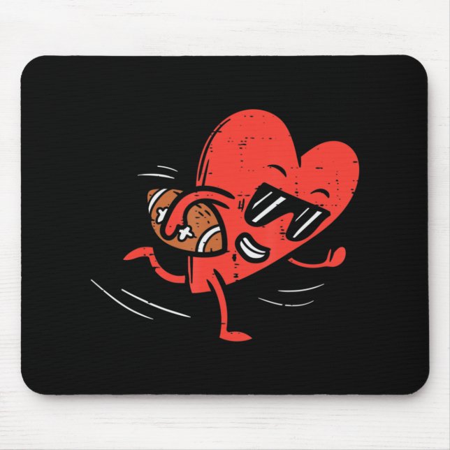Heart Playing American Football Valentines Day Spo Mouse Mat (Front)