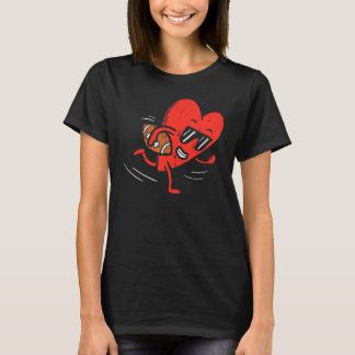 Heart Playing American Football Valentines Day Spo T-Shirt