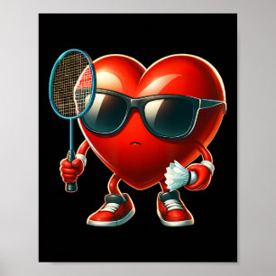Heart Playing Badminton Valentines Day Valentine M Poster