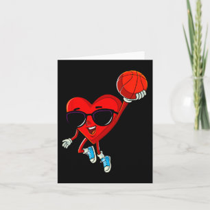 Heart Playing Basketball Cute Valentines Day Sport Card