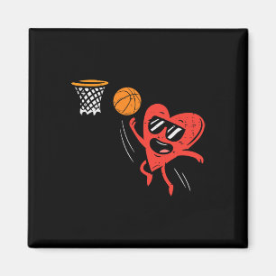 Heart Playing Basketball Cute Valentines Day Sport Magnet