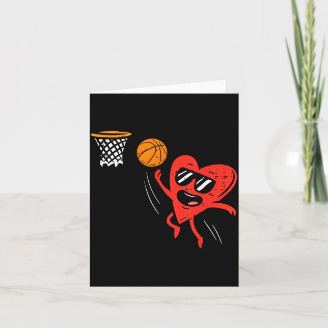 Heart Playing Basketball Cute Valentines Day Srts  Card (Front)
