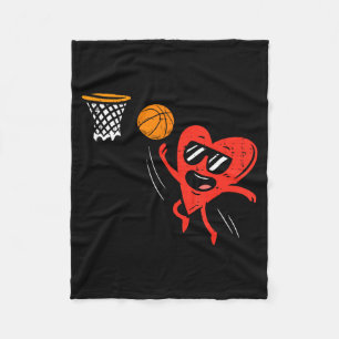Heart Playing Basketball Cute Valentines Day Srts Fleece Blanket