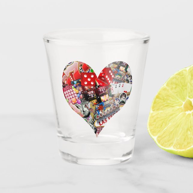 Heart Playing Card Shape * Gamblers Delight Shot Glass (Front)