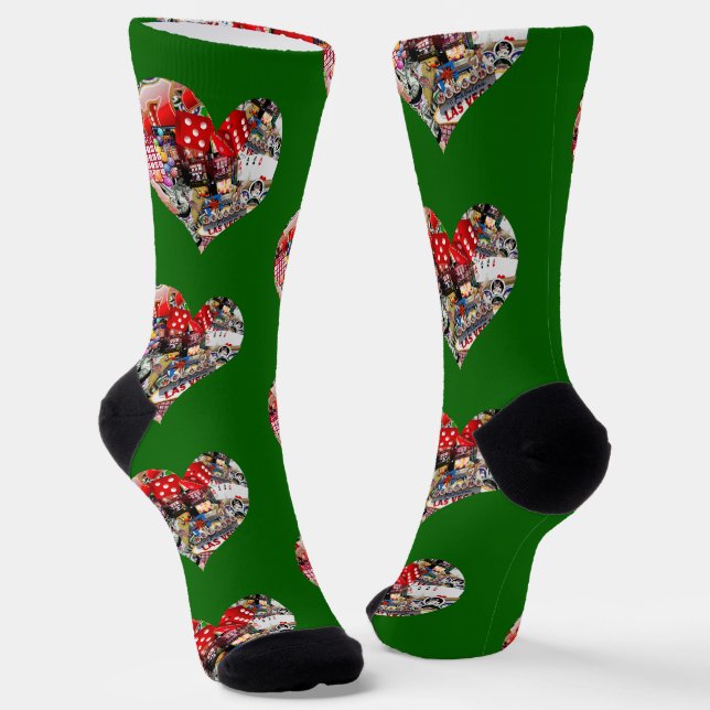Heart Playing Card Shape Las Vegas Socks (Angled)