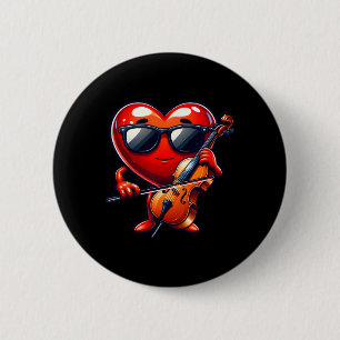 Heart Playing Cello Valentines Day Valentine Men W 6 Cm Round Badge