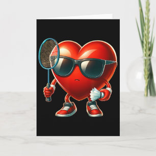 Heart Playing Dminton Valentines Day Valentine Men Card