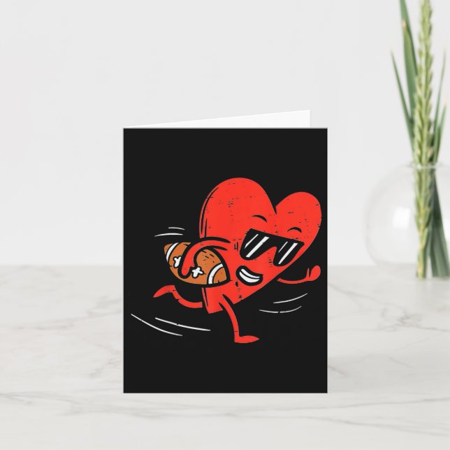 Heart Playing Football Valentines Day Sports Boys  Card (Front)