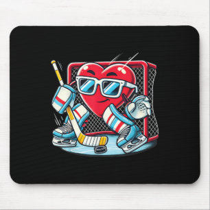 Heart Playing Hockey Goalie Valentines Day Men Wom Mouse Mat