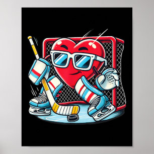 Heart Playing Hockey Goalie Valentines Day Men Wom Poster