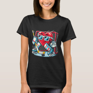 Heart Playing Hockey Goalie Valentines Day Men Wom T-Shirt