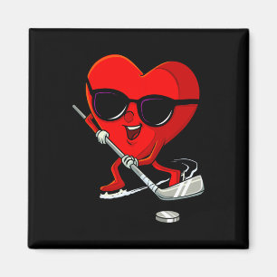 Heart Playing Ice Hockey Cute Valentines Day Sport Magnet