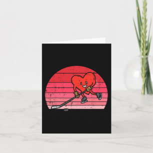Heart Playing Ice Hockey Sport Men Women Kids Vale Card