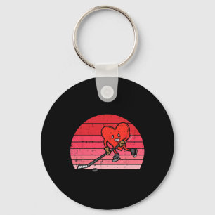 Heart Playing Ice Hockey Sport Men Women Kids Vale Key Ring