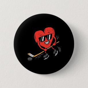 Heart Playing Ice Hockey Valentines Day Love Sport 6 Cm Round Badge