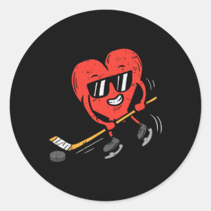 Heart Playing Ice Hockey Valentines Day Love Sport Classic Round Sticker