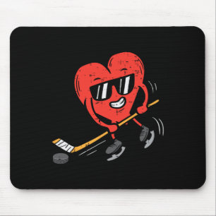 Heart Playing Ice Hockey Valentines Day Love Sport Mouse Mat