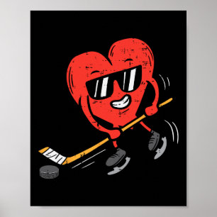 Heart Playing Ice Hockey Valentines Day Love Sport Poster