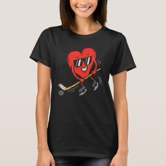 Heart Playing Ice Hockey Valentines Day Love Sport T-Shirt
