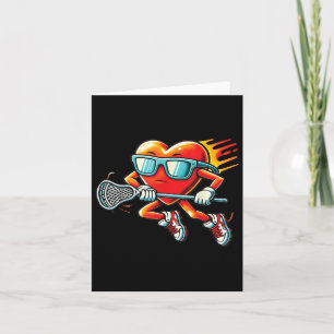 Heart Playing Lacrosse Funny Lacrosse Player Valen Card