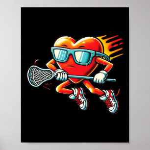 Heart Playing Lacrosse Funny Lacrosse Player Valen Poster