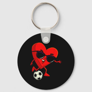 Heart Playing Soccer Cute Valentines Day Sports Me Key Ring