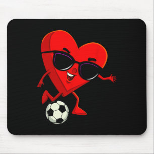 Heart Playing Soccer Cute Valentines Day Sports Me Mouse Mat