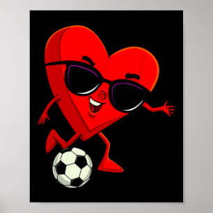 Heart Playing Soccer Cute Valentines Day Sports Me Poster