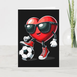 Heart Playing Soccer Valentines Day  Card