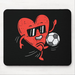 Heart Playing Soccer Valentines Day Football Girls Mouse Mat