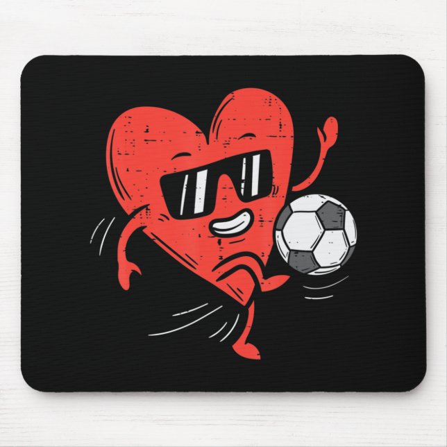 Heart Playing Soccer Valentines Day Football Girls Mouse Mat (Front)