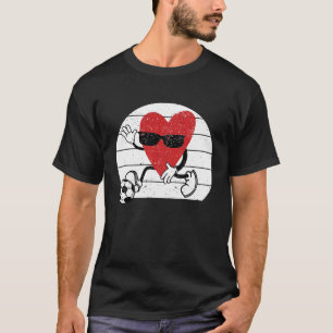 Heart Playing Soccer Valentine's Day Football Play T-Shirt