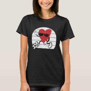 Heart Playing Soccer Valentine's Day Football Play T-Shirt