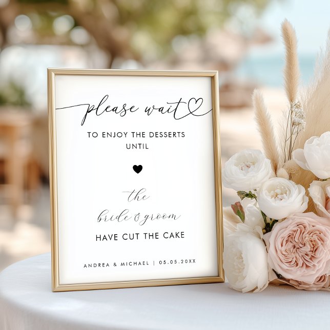 Heart Please Wait for Desserts Cake Wedding Sign (Creator Uploaded)